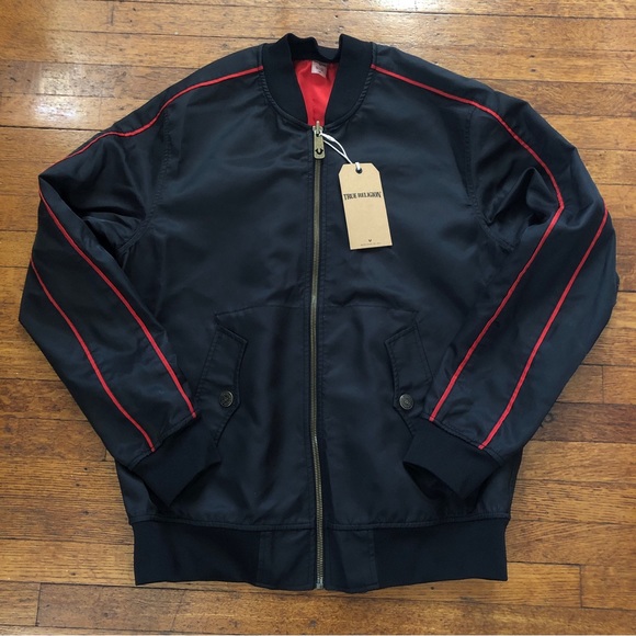 New TRUE RELIGION Two-Tone Vintage Reversible Double Snake Bomber Jacket (Large) - Picture 2 of 13